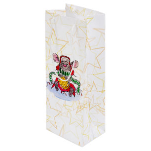 Merry Christmas and Happy New Year Cheese Mouse Wine Gift Bag