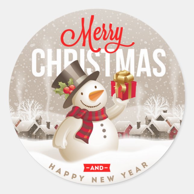 Merry Christmas and happy new year  Classic Round Sticker (Front)