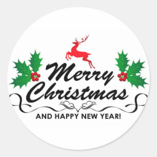 Merry Christmas and happy new year Classic Round Sticker
