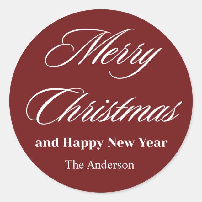 merry christmas and happy new year classic round sticker (Front)