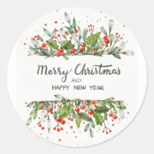 Merry Christmas and Happy New Year Classic Round Sticker