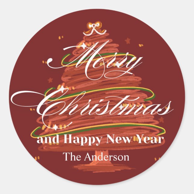 merry christmas and happy new year  classic round sticker (Front)