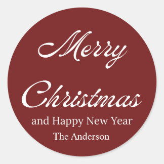merry christmas and happy new year classic round sticker