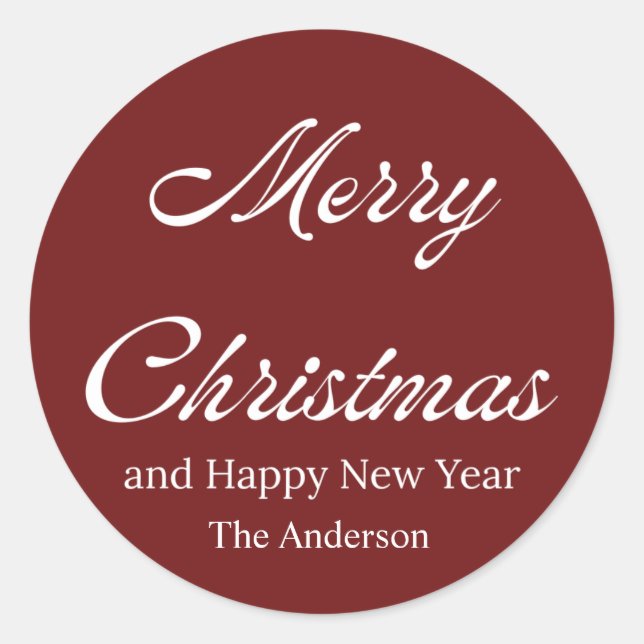 merry christmas and happy new year  classic round sticker (Front)