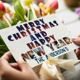 Merry Christmas and Happy New Year Collage Holiday Card