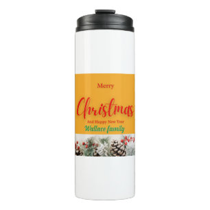 Merry Christmas and Happy New Year customise photo Thermal Tumbler