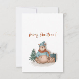 Merry Christmas and happy new year cute bear Thank You Card