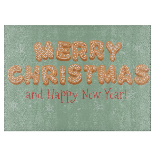 Merry Christmas and Happy New Year Cutting Board (Front)