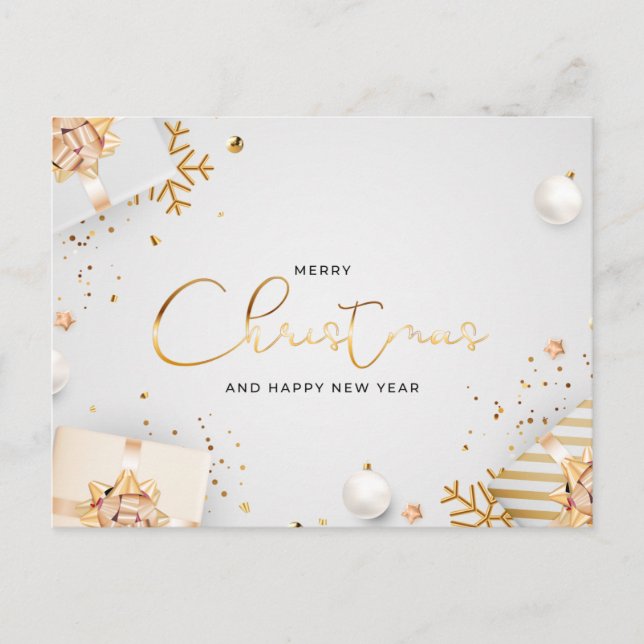 Merry Christmas and Happy New Year Design Postcard (Front)