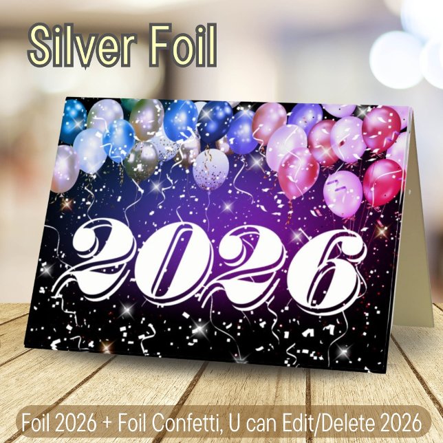 Merry Christmas and Happy New Year Elegant Silver Foil Holiday Card (Creator Uploaded)
