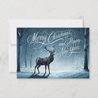 Merry Christmas and Happy New Year Flat Note Card