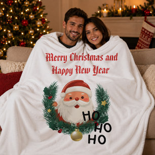Merry Christmas and Happy New Year Fleece Blanket
