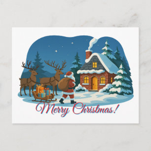 Merry Christmas and Happy New Year from Santa! Invitation Postcard