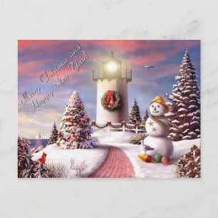 merry christmas and happy new year holiday postcard