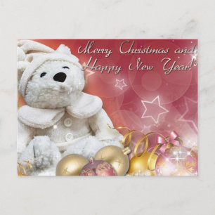merry christmas and happy new year holiday postcard
