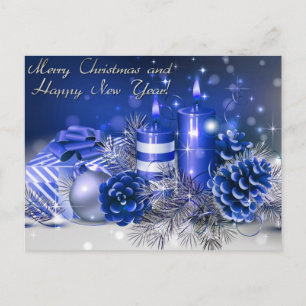 merry christmas and happy new year holiday postcard