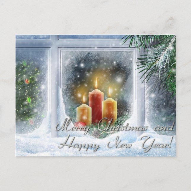 merry christmas and happy new year holiday postcard (Front)