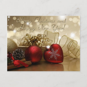 merry christmas and happy new year holiday postcard