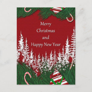 Merry Christmas and Happy New Year Holiday Postcard