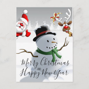 Merry Christmas and Happy New Year Holiday Postcard