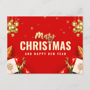 Merry Christmas and Happy New Year  Holiday Postcard