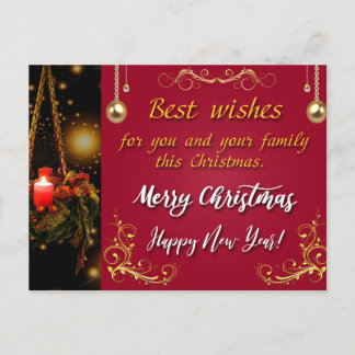Merry Christmas and Happy New Year Holiday Postcard