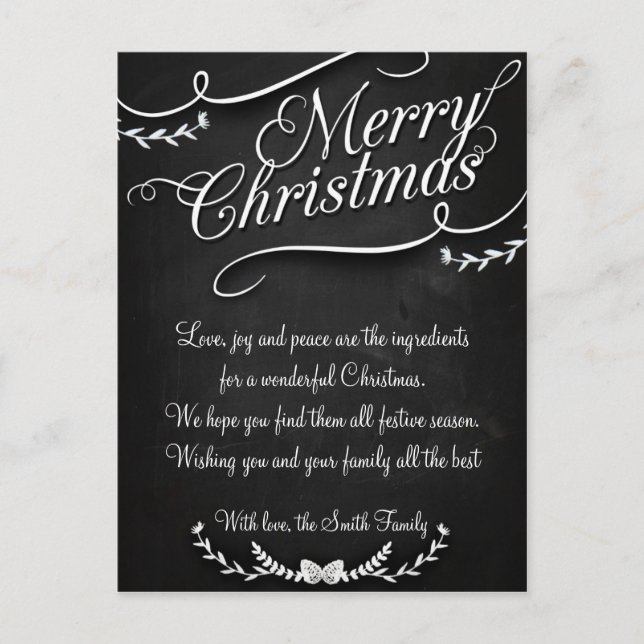 Merry Christmas and Happy New Year Holiday Postcard (Front)