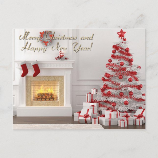 merry christmas and happy new year holiday postcard (Front)