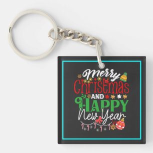 Merry Christmas And Happy New Year Key Ring