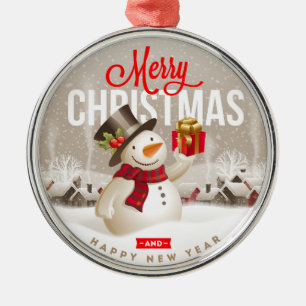 Merry Christmas and happy new year Metal Ornament