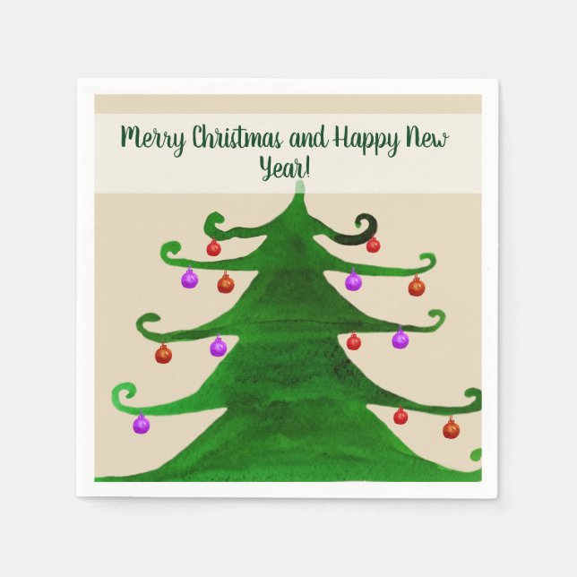 Merry Christmas and Happy New Year Napkins (Front)