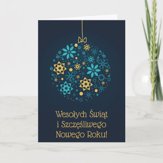 Merry Christmas and Happy New Year Polish Card (Front)