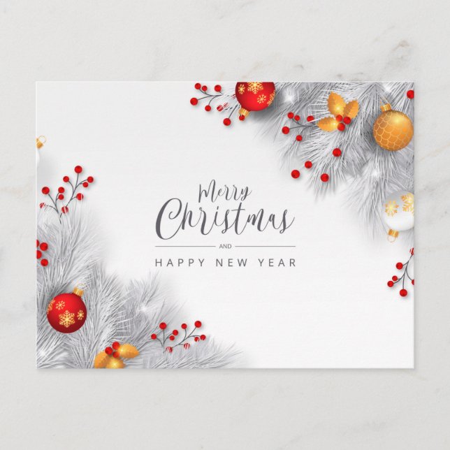 Merry Christmas and Happy New Year Postcard (Front)