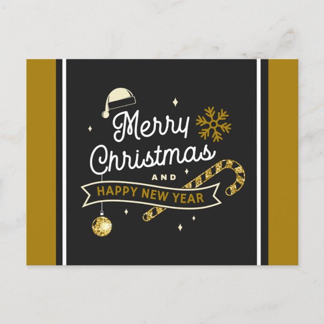Merry Christmas And Happy New Year Postcard (Front)