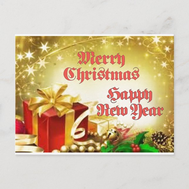 Merry Christmas and Happy New Year Postcard (Front)