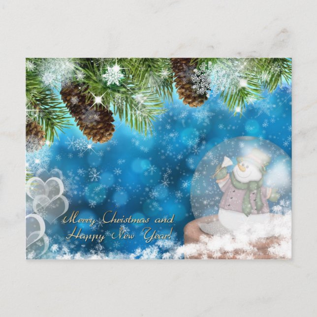 Merry Christmas and Happy New Year Postcard (Front)
