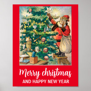 Merry christmas and happy new year poster