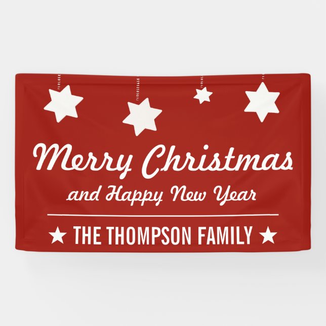 Merry Christmas and Happy New Year | Red Holiday Banner (Horizontal)