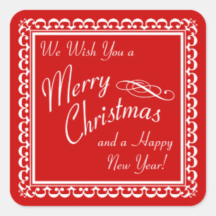 Merry Christmas and Happy New Year Red Stickers