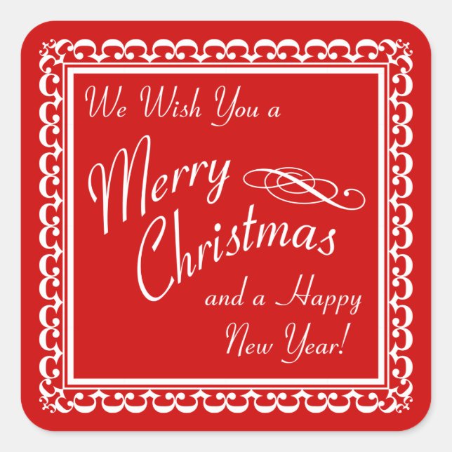 Merry Christmas and Happy New Year Red Stickers (Front)