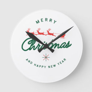 Merry Christmas and happy New Year  Round Clock