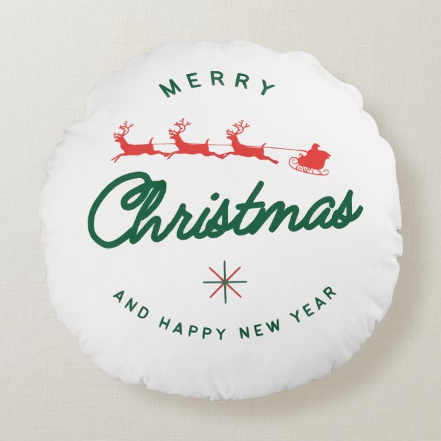 Merry Christmas and happy New Year  Round Cushion (Front)