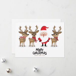 Merry Christmas and Happy New Year Santa  Holiday Card