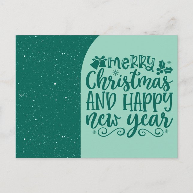 Merry Christmas and Happy New Year Script Postcard (Front)