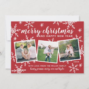 Merry Christmas and Happy New Year Snowy Snapshots Holiday Card