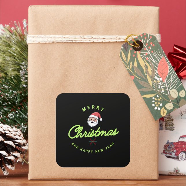 Merry Christmas and happy new year Square Sticker (Holiday)