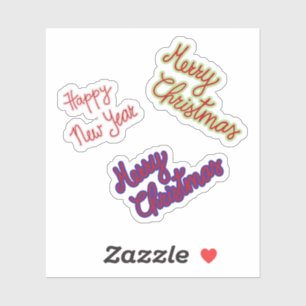 Merry Christmas and Happy New Year Stickers