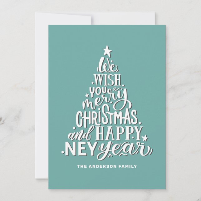 Merry Christmas and Happy New Year Typography Holiday Card (Front)