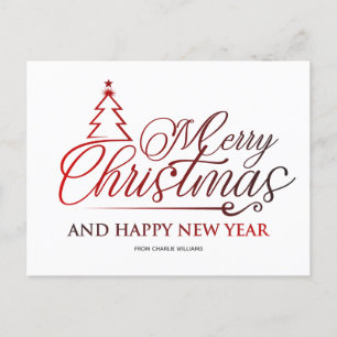 Merry Christmas and Happy New Year   Typography Postcard