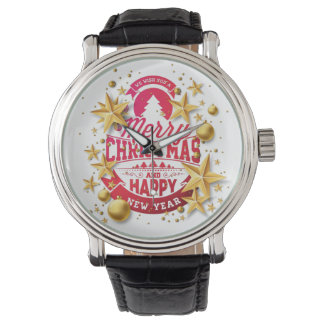 Merry Christmas and Happy New Year Typography Watch